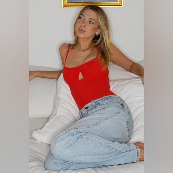 NWTFree People We Are HAH Under the Wire Bodysuit in Blood Orange (red) - Picture 6 of 10